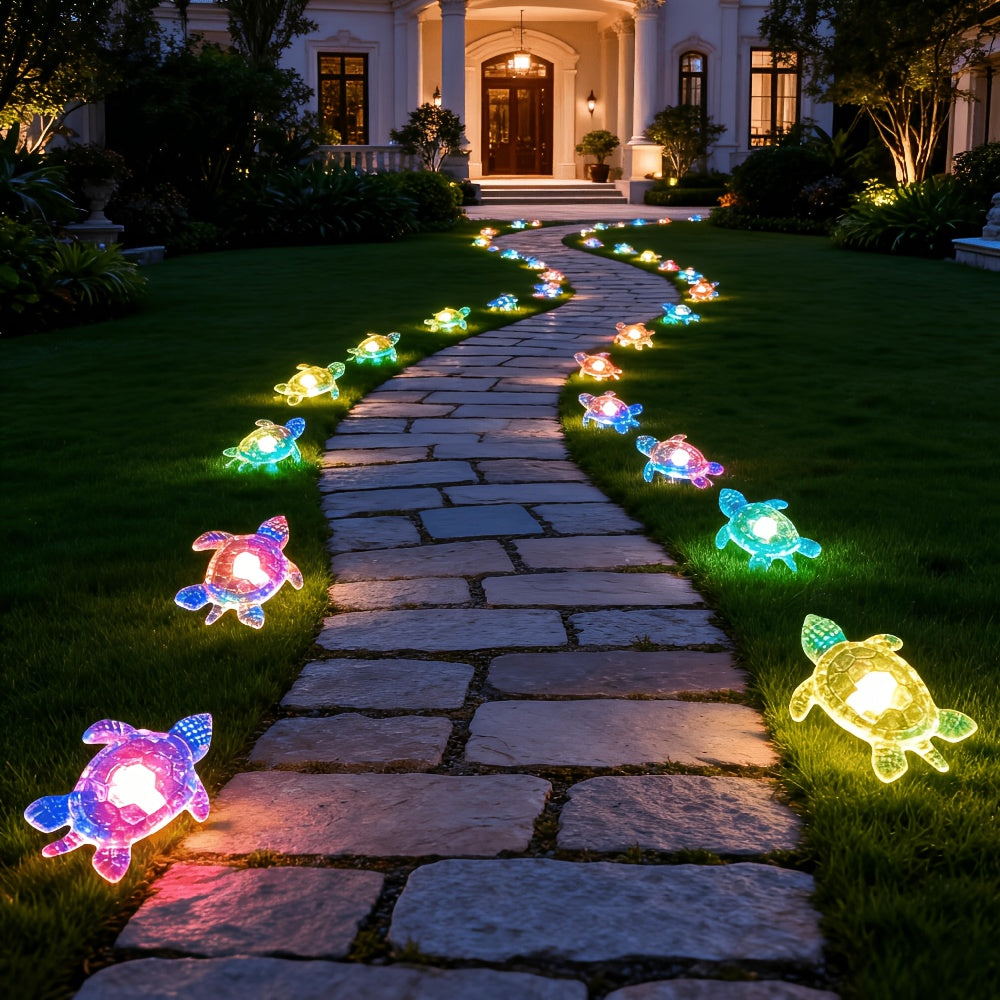 Guirlande solaire à piquets en forme de tortue, 10 ou 20 lumières