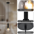 Suspension 3 globes en verre fumé sur cylindres noirs, E27