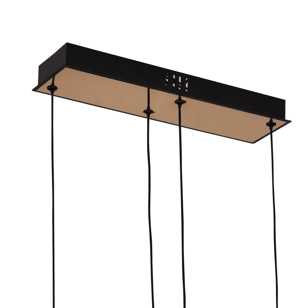 Lustre LED à deux barres décalées effet cristal, noir, 80 cm