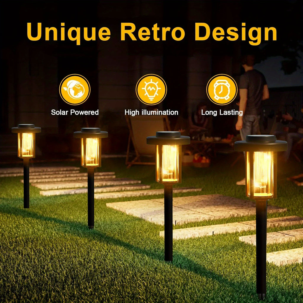 Lot de 6 lampes solaires de jardin rétro à filament, 59 cm