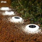 Lampe solaire soucoupe blanche à enterrer, Ø 12,4 cm, lot de 4