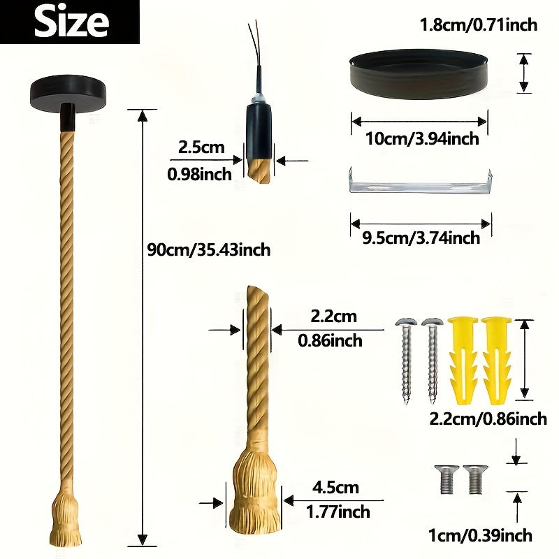 Suspension corde torsadée avec douille E27, 90 cm, unité ou lot