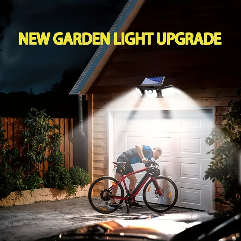 Applique solaire 74 LED à têtes orientables, 800 lumens, détecteur