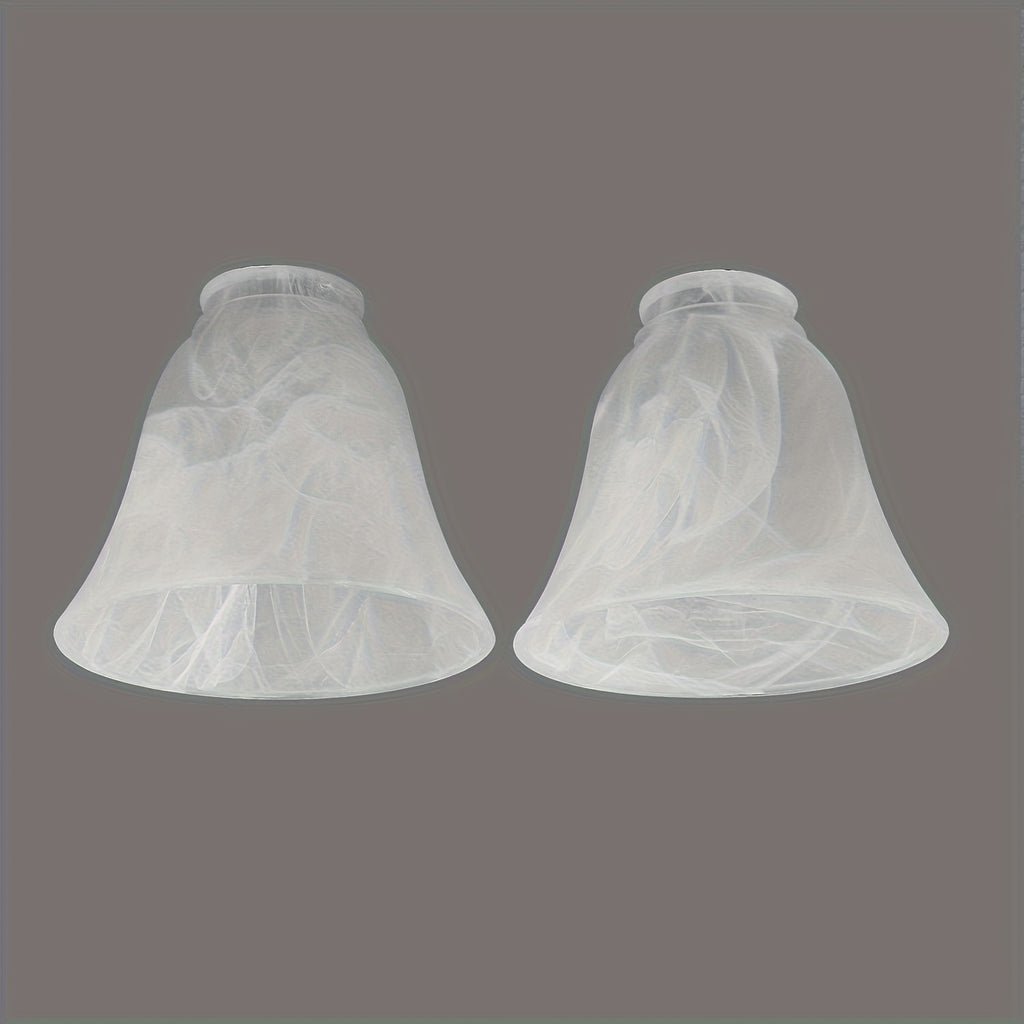 Lot de 2 tulipes cloche en verre effet albâtre blanc, Ø 12 cm