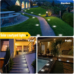 Spot solaire de sol à piquet 8 LED, Ø 7,2 cm, lot de 10