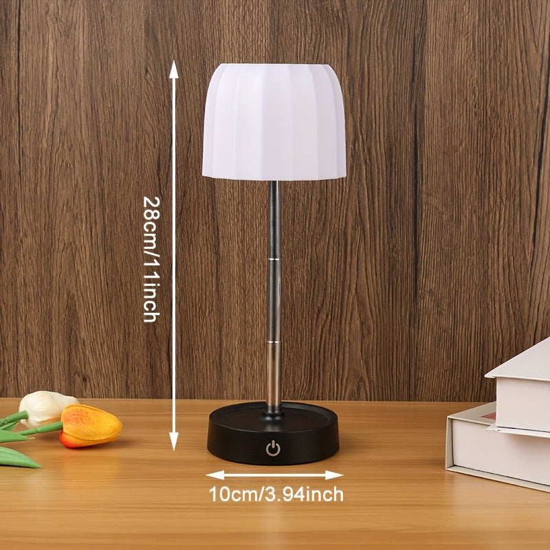 Lampe de chevet sans fil réglable en hauteur, abat-jour côtelé