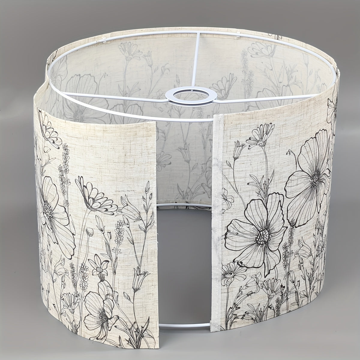 Abat-jour tambour à fleurs des champs dessinées, Ø 33 x H 25 cm