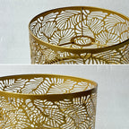Abat-jour tambour en métal doré ajouré à motif de feuilles, Ø 25 cm
