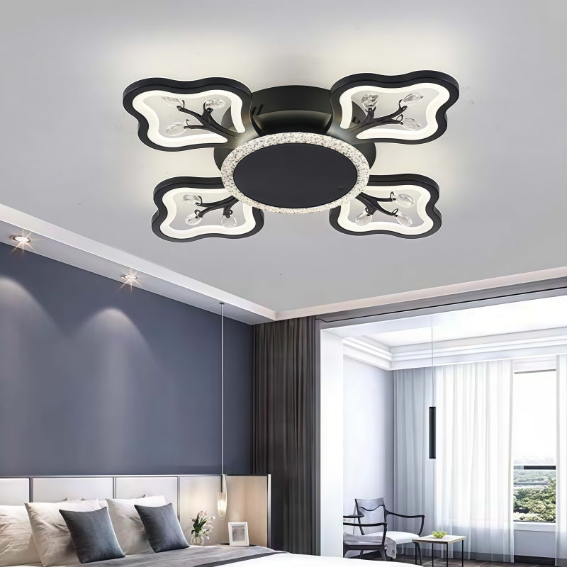 Plafonnier LED fleur à quatre pétales 58 cm, trois teintes