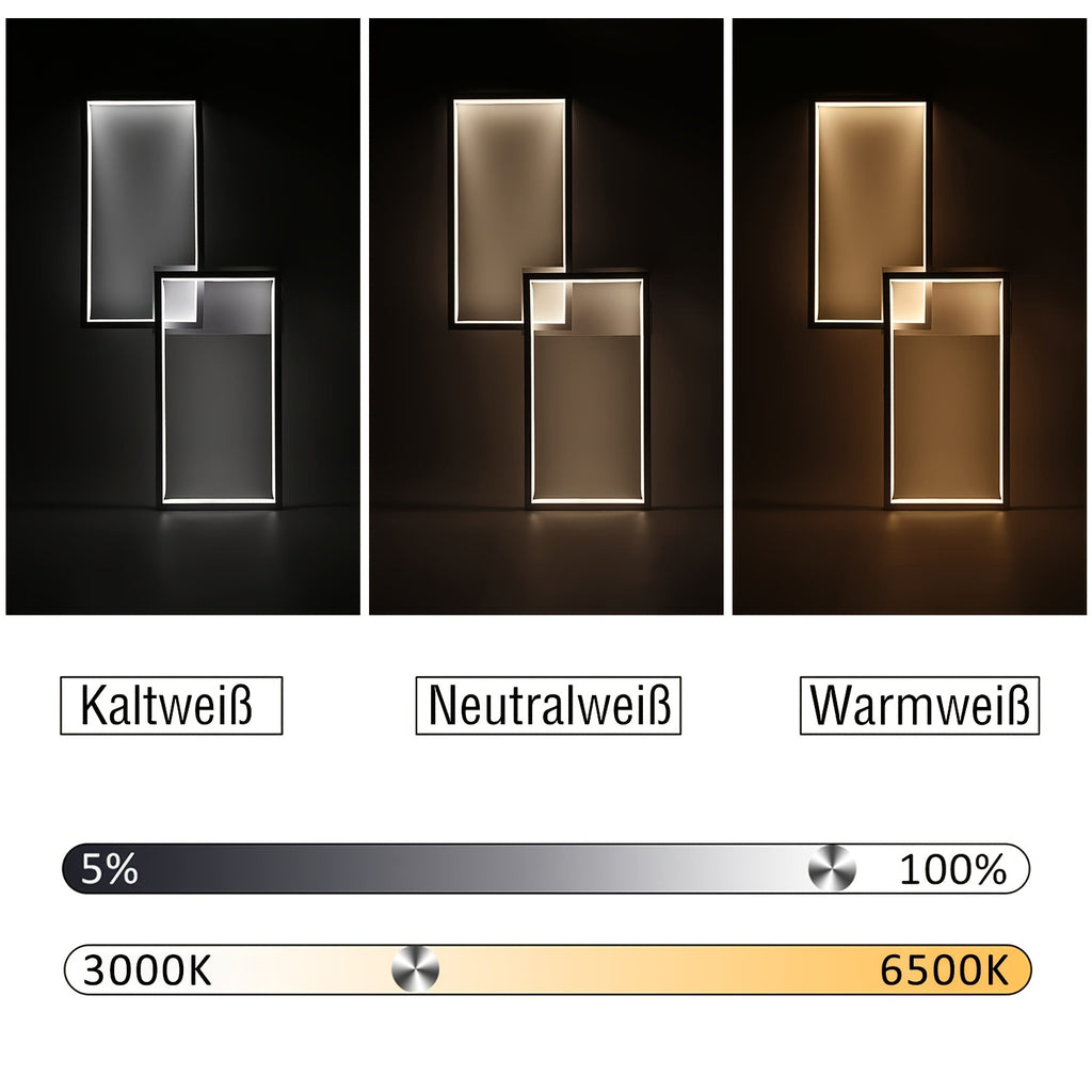 Plafonnier LED blanc à deux rectangles décalés, 60 cm, trois teintes
