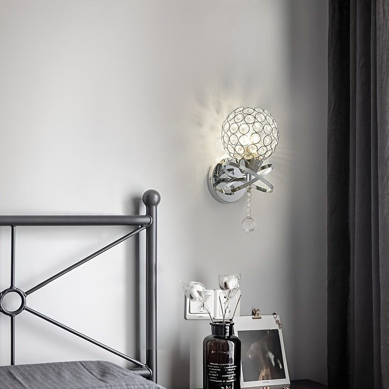 Applique murale globe en cristal doré à rubans entrelacés