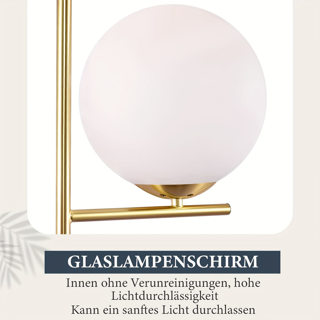 Lampadaire à grand globe en verre blanc, noir mat ou doré, 150 cm