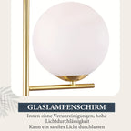Lampadaire à grand globe en verre blanc, noir mat ou doré, 150 cm
