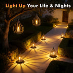 Lanterne solaire goutte en métal noir, bougie LED vacillante, IP65