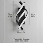 Applique murale LED spirale, lumière trois teintes réglable