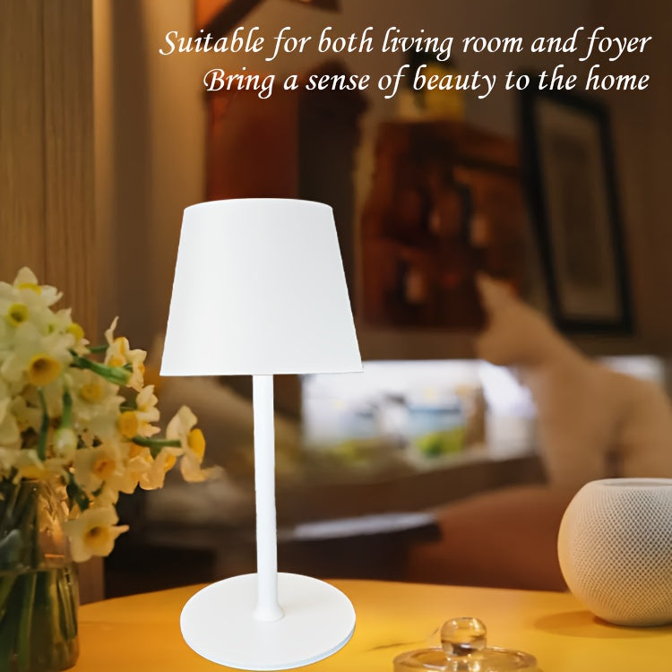 Lampe de table LED sans fil à abat-jour évasé, blanche ou champagne