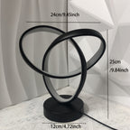 Lampe de bureau LED à anneaux entrelacés en aluminium noir, USB