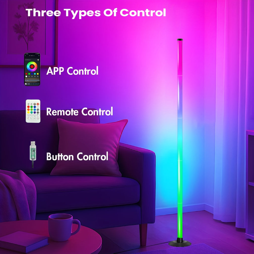 Lampadaire LED RVB à quatre segments, appli et minuterie, 122 cm