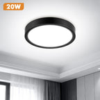 Lot de 2 plafonniers LED ronds noirs extra-plats, Ø 18 cm, 20 W