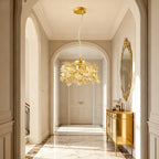 Lustre feuillage de cristal champagne et transparent, Ø 30 cm