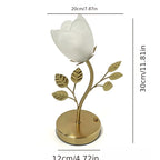 Lampe tulipe sans fil en verre, tige dorée à feuilles, tactile