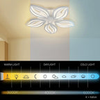Plafonnier LED à cinq pétales blancs, Ø 53 cm, télécommande, 65 W