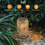 Lanterne solaire tonneau effet rotin à ampoule filament, IP65