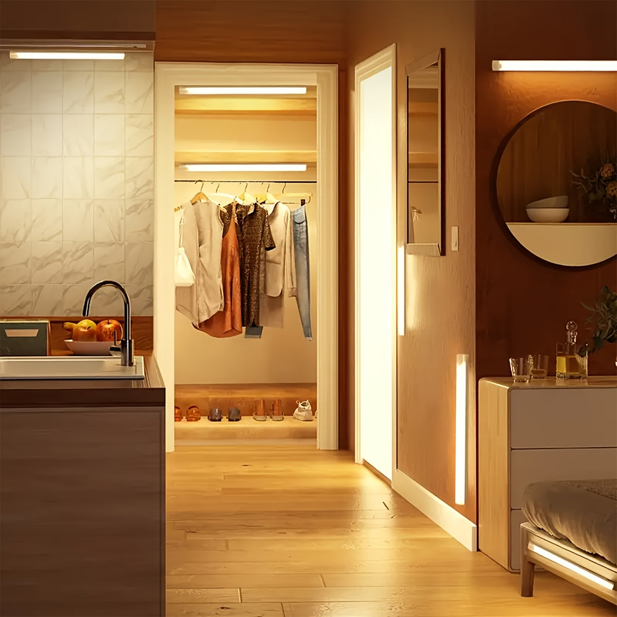 Lot de 6 lampes LED à détecteur pour toute la maison, 10 à 50 cm