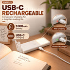 Lampe de lecture plate à pince, rechargeable USB-C, noire ou blanche