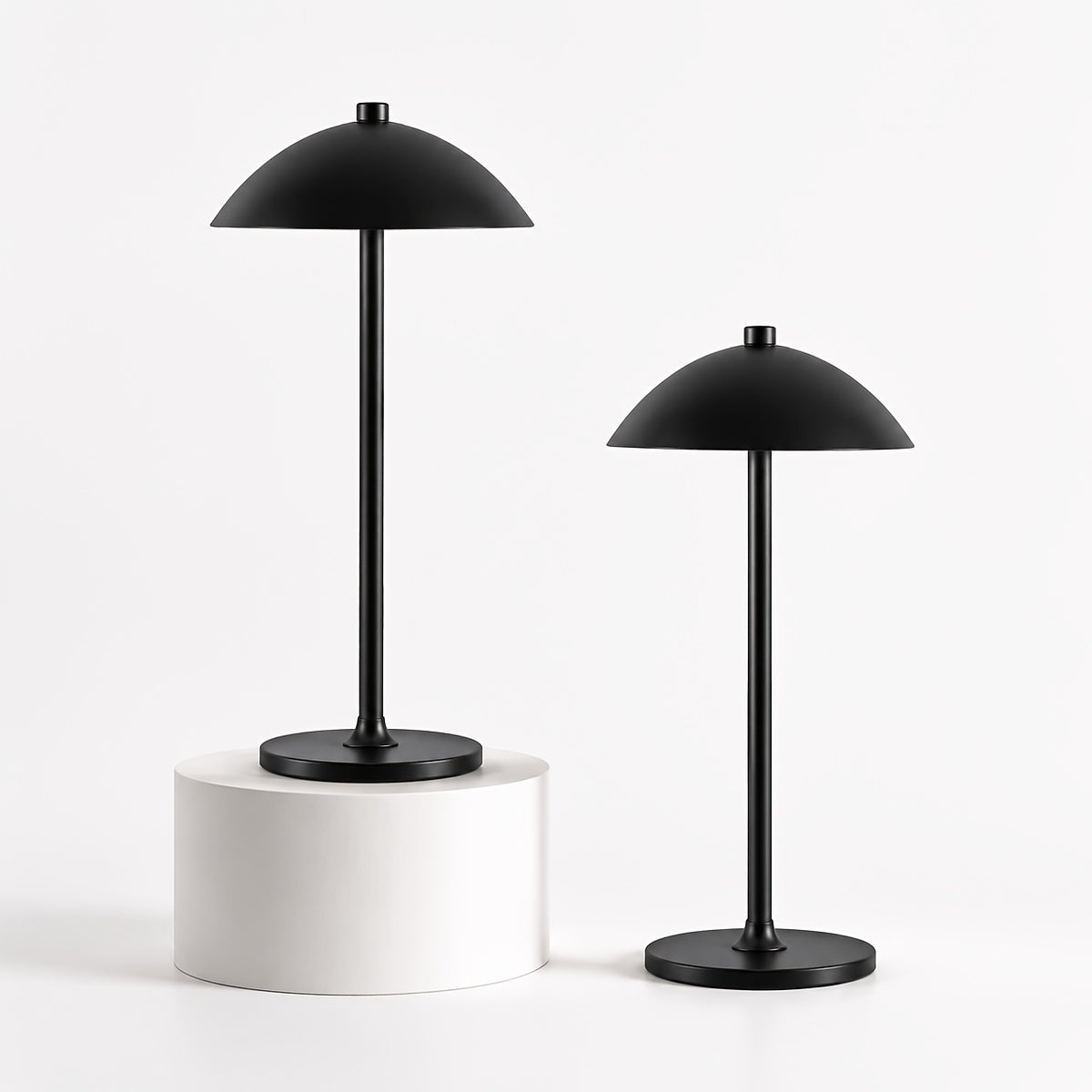 Lot de 4 lampes champignon noires sans fil en métal, tactiles