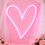 Néon LED cœur rose mural, petit format 15 x 12 cm, câble USB