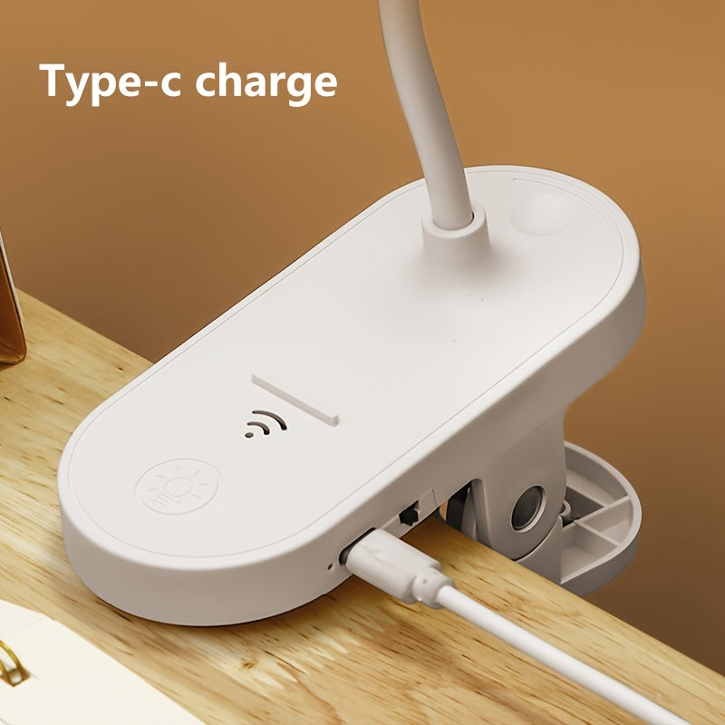 Lampe de chevet à pince rechargeable USB-C, tête ronde de 9,3 cm
