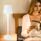 Lampe de table LED sans fil à abat-jour évasé, blanche ou champagne