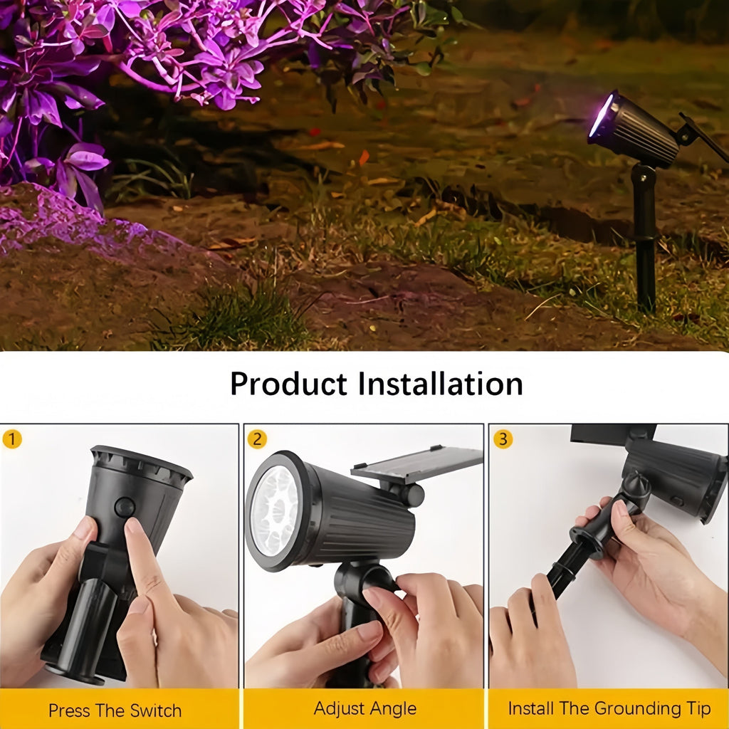 Spot solaire orientable 9 LED à piquet ou mural, IP65, lot de 4