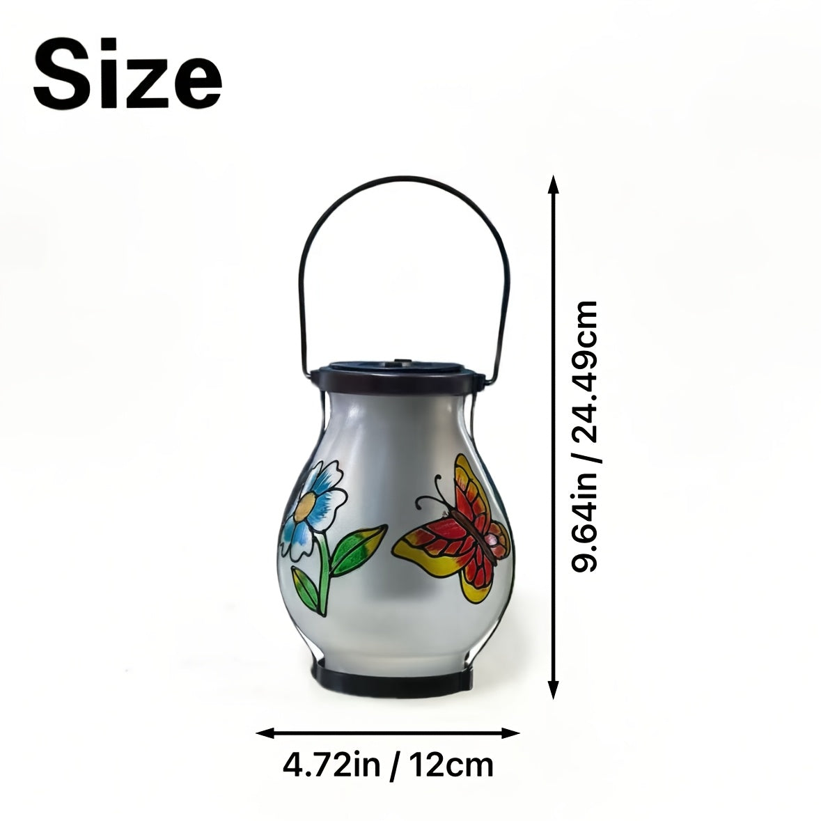 Suspension solaire d'extérieur peinte fleur et papillon, IP44
