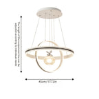 Lustre LED à deux anneaux croisés et globe fleuri, Ø 45 cm