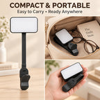 Lampe de lecture à pince noire modulable, tête amovible et bras