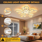Plafonnier LED fleur à pétales en cœur blanc Ø 54 cm, 7000 lumens