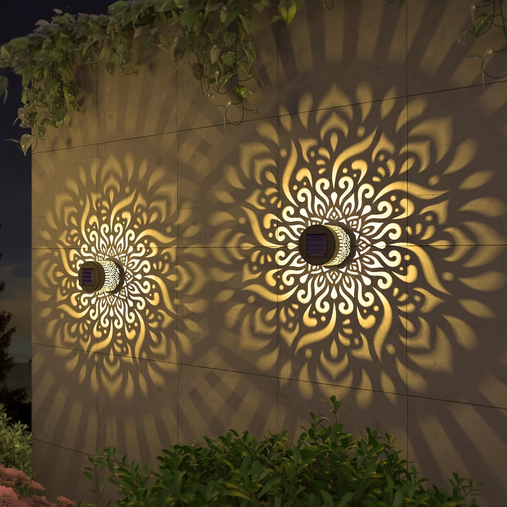 Applique solaire à motifs projetés, cylindre ajouré, lot de 2
