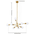 Lustre Sputnik doré à 8 lumières sur tige, Ø 75 cm, E27