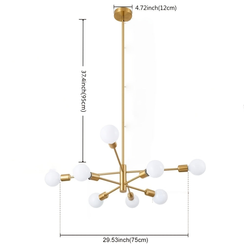 Lustre Sputnik doré à 8 lumières sur tige, Ø 75 cm, E27