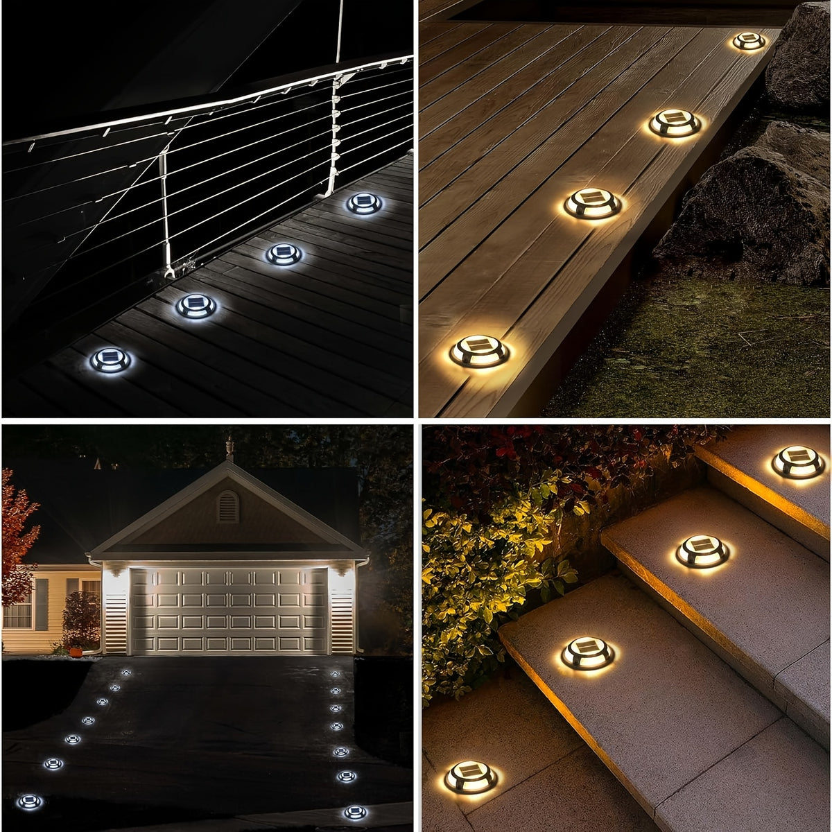 Spot solaire de terrasse extra-plat IP68, Ø 11,4 cm, deux couleurs