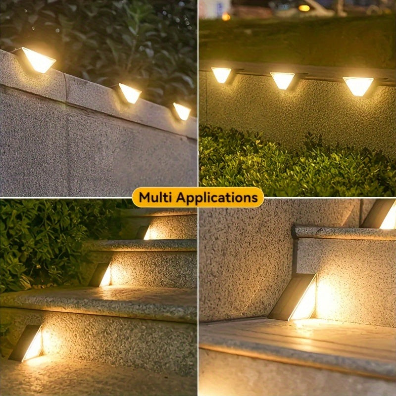 Applique solaire de marche triangulaire 24 LED, IP65, lot de 2
