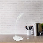 Lampe de bureau LED tactile à col flexible blanc, 14 LED à 5000 K