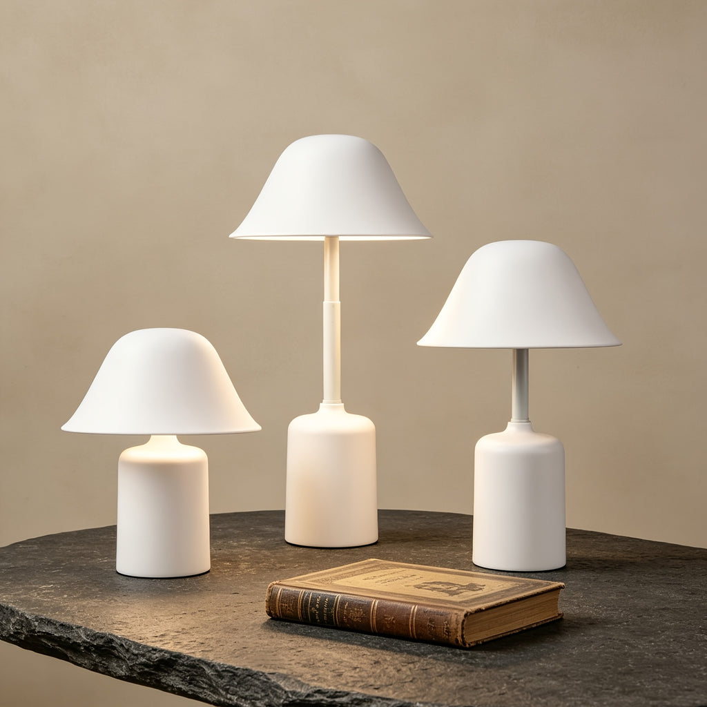 Lampe champignon blanche à hauteur réglable, sans fil et tactile