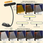 Liseuse à pince 25 LED en lumière ambrée, minuterie, 2 coloris
