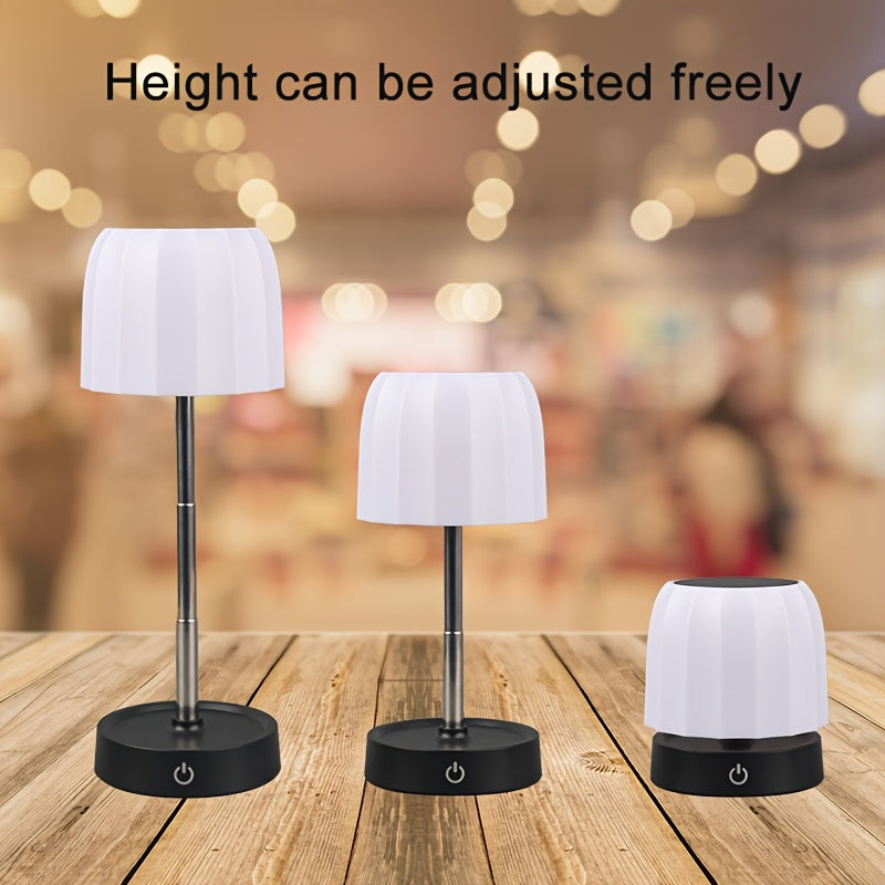 Lampe de chevet sans fil réglable en hauteur, abat-jour côtelé