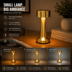 Lampe de bureau sans fil compacte en métal, tête Ø 9 cm tactile