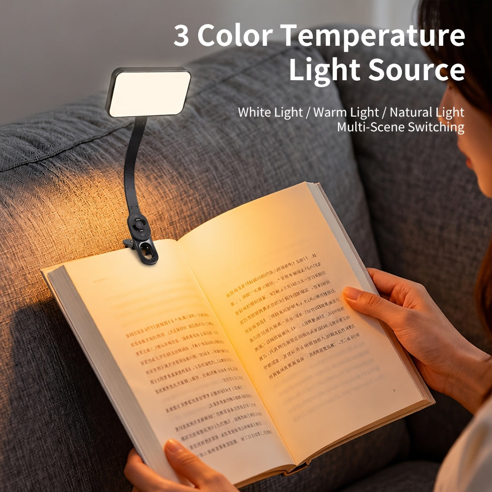 Lampe de lecture à pince noire modulable, tête amovible et bras
