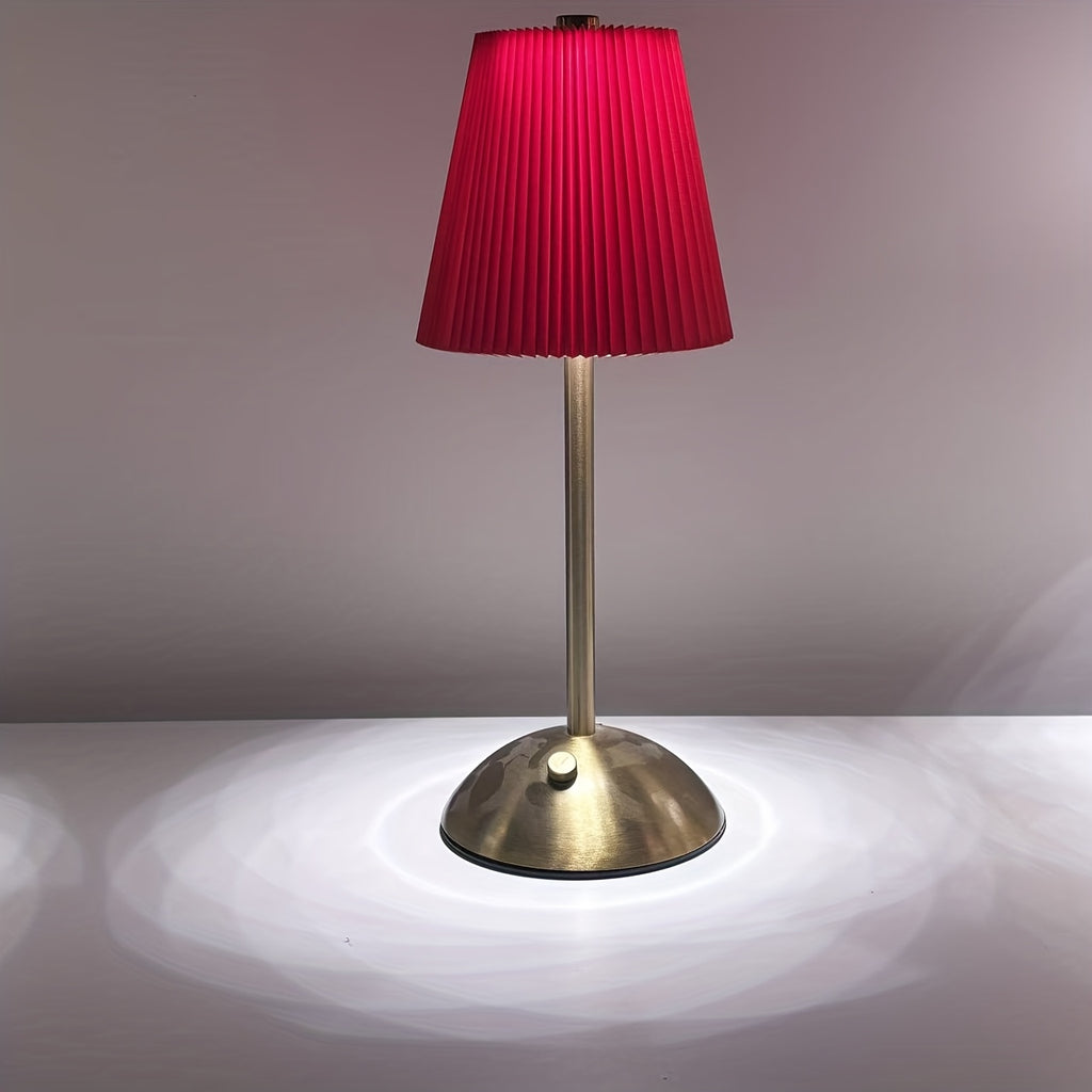 Lampe de table sans fil plissée sur dôme doré, tactile, 6 coloris
